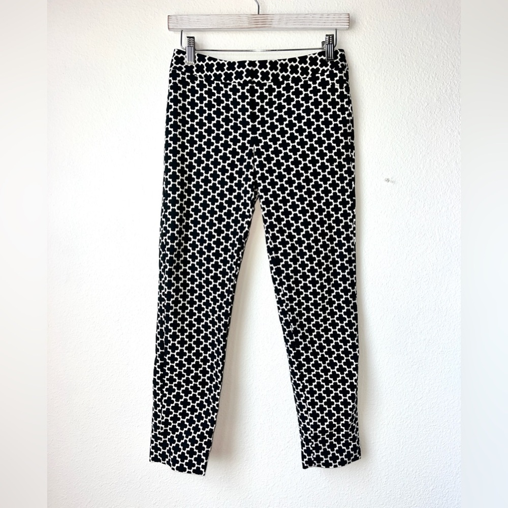 White House Black Market Slim Ankle Pants Black White Size 00R